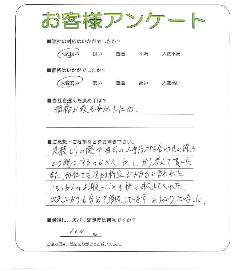 手書きアンケート