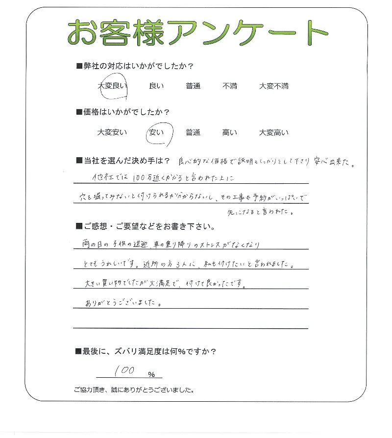 手書きアンケート