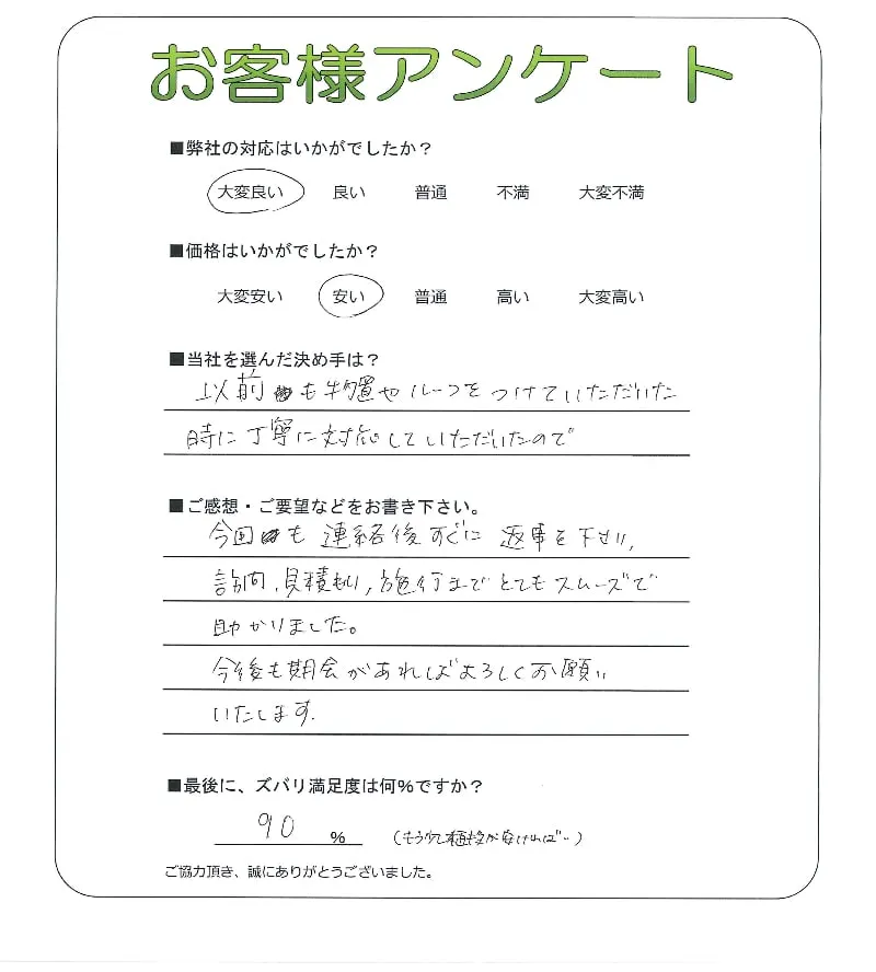 手書きアンケート