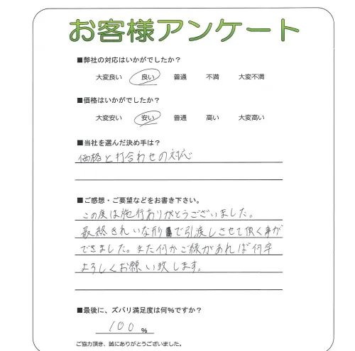 手書きアンケート