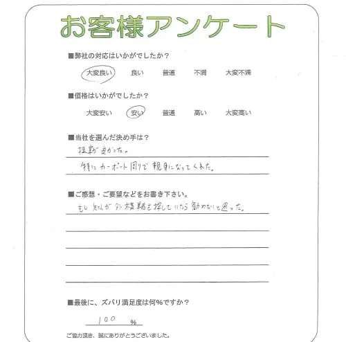 手書きアンケート