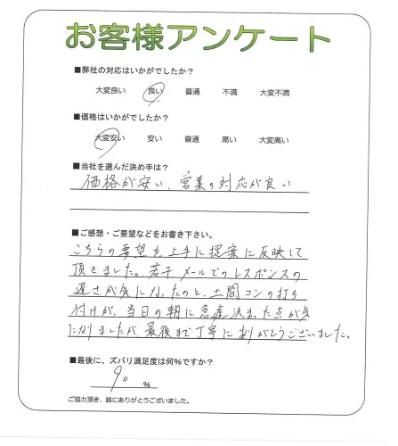 手書きアンケート