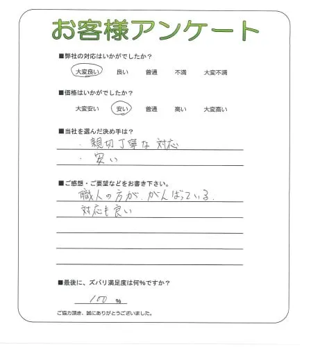 手書きアンケート