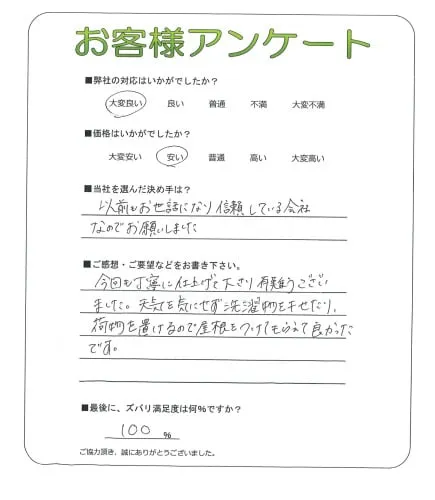 手書きアンケート