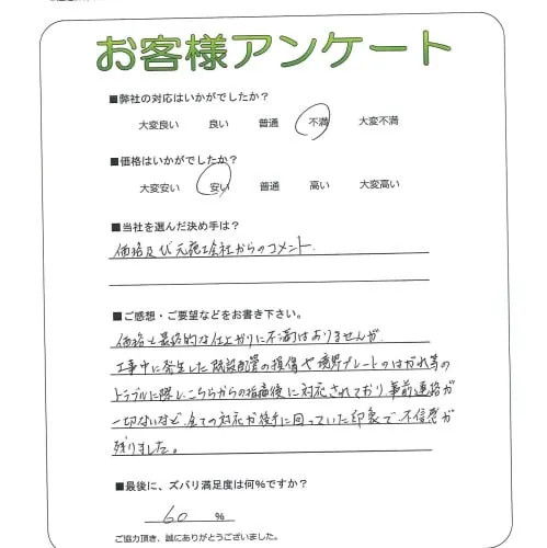 手書きアンケート