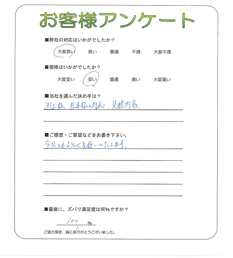 手書きアンケート