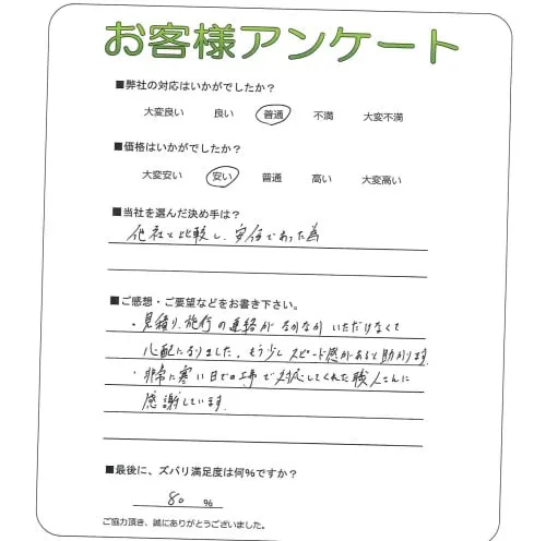 手書きアンケート