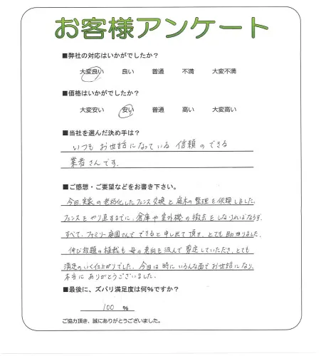 手書きアンケート