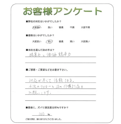 手書きアンケート