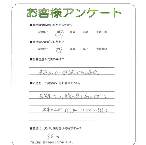 手書きアンケート