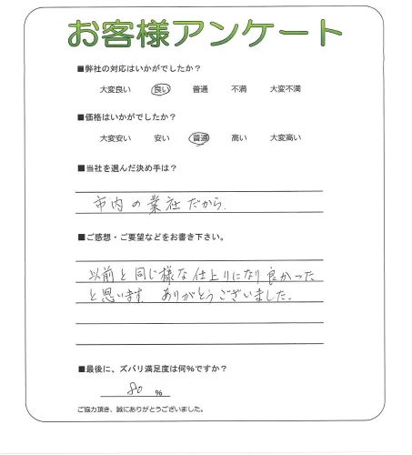 手書きアンケート