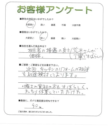 手書きアンケート