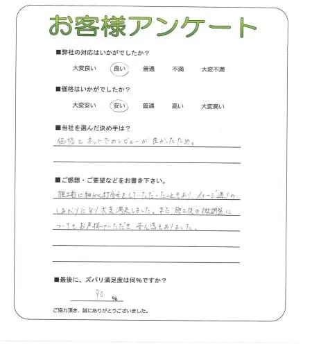 手書きアンケート