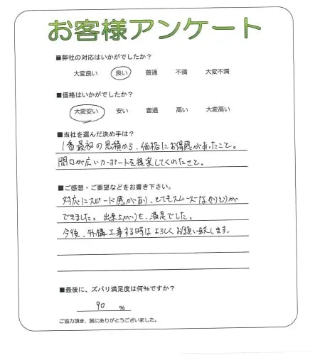 手書きアンケート