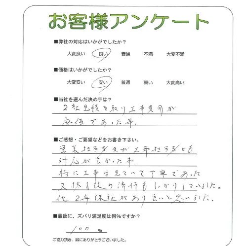 手書きアンケート