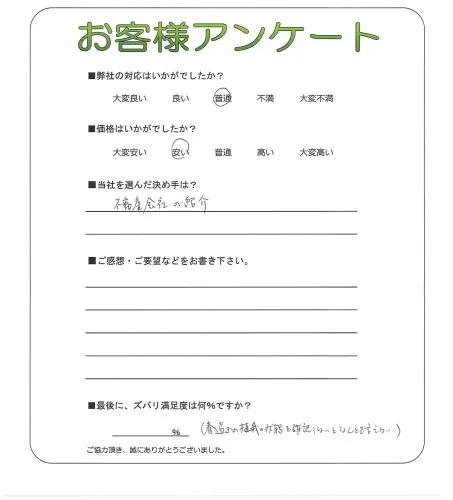 手書きアンケート