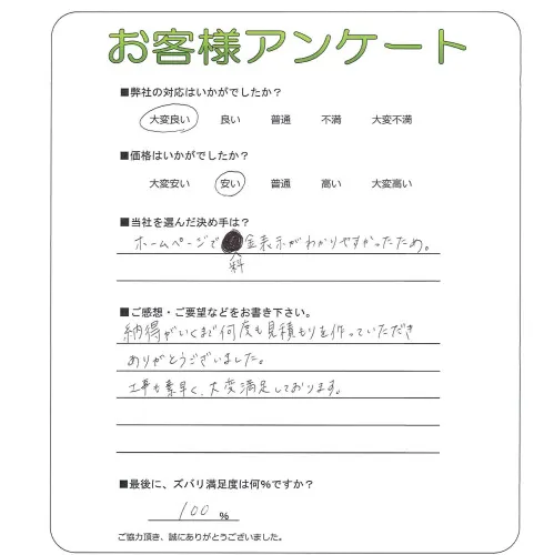 手書きアンケート