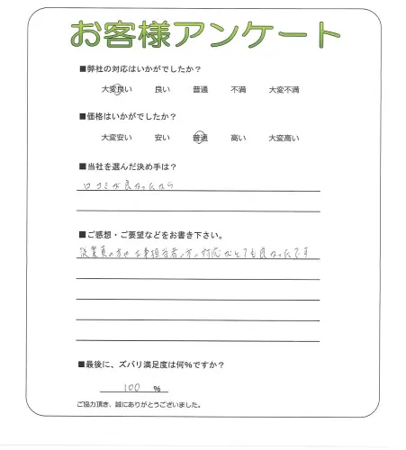 手書きアンケート