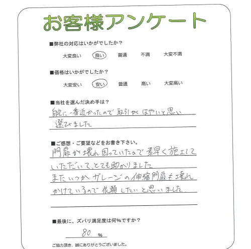 手書きアンケート