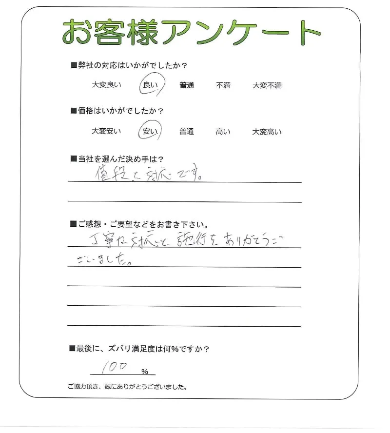 手書きアンケート