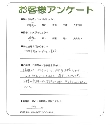 手書きアンケート