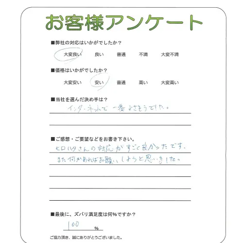 手書きアンケート