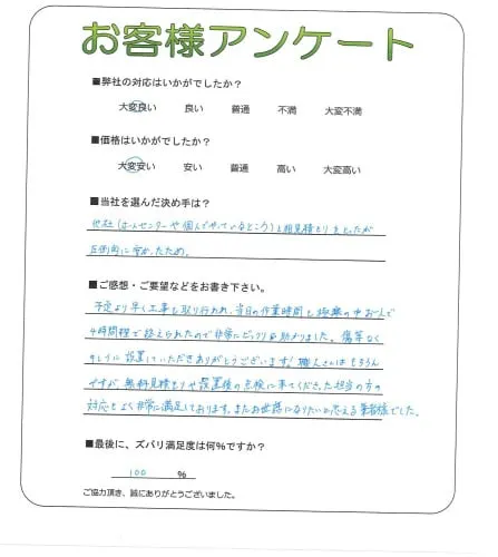 手書きアンケート