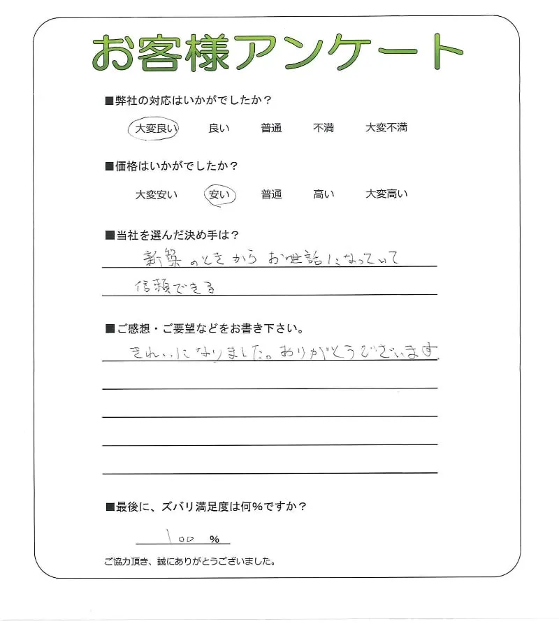 手書きアンケート