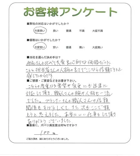 手書きアンケート