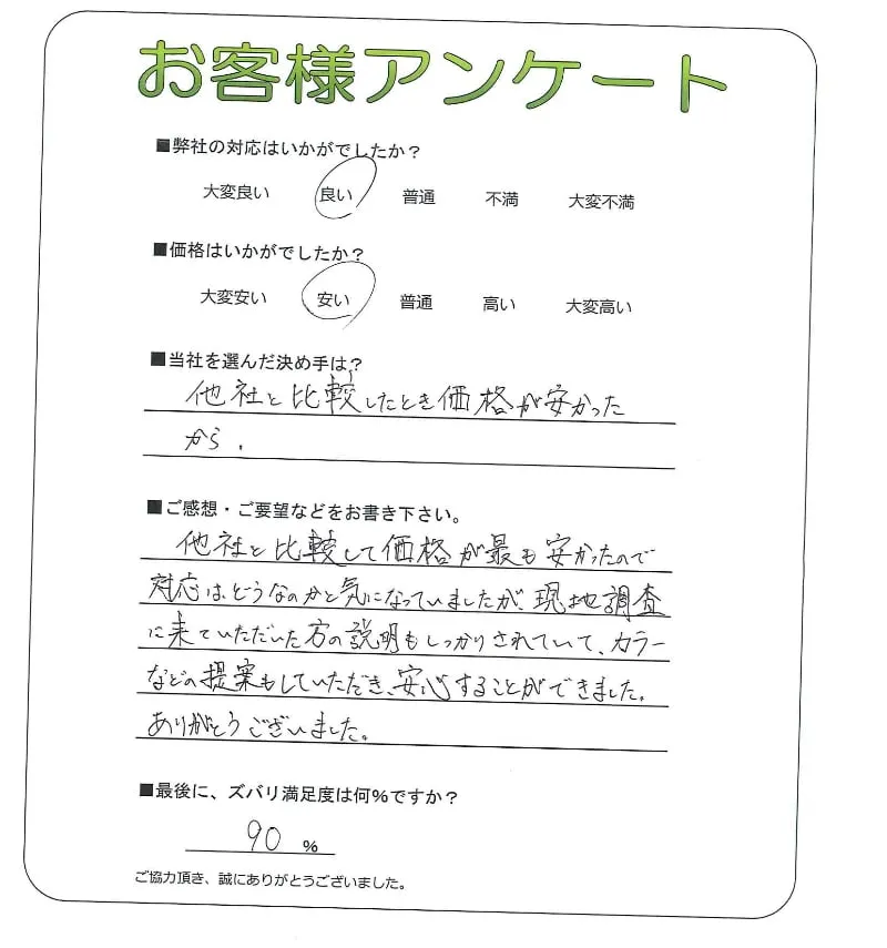 手書きアンケート