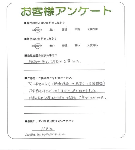 手書きアンケート