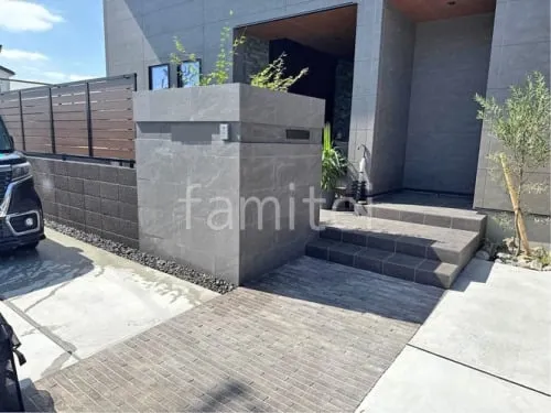 玄関アプローチ 床平板敷き ユニソン フラミア