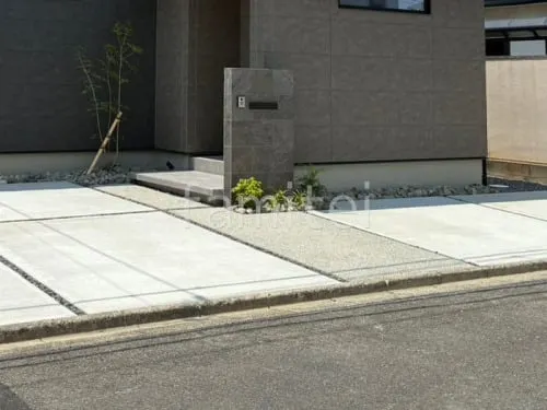 玄関アプローチ床 床洗い出し仕上げ