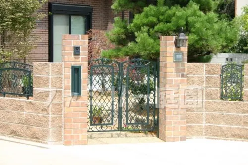 門まわり レンガ門柱 化粧ブロック