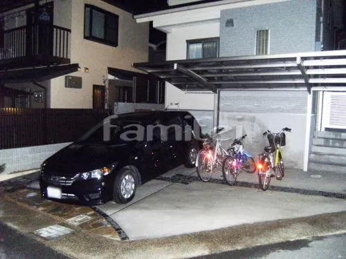 車庫土間コンクリート+乱形石貼 カーポート プライスポート1台