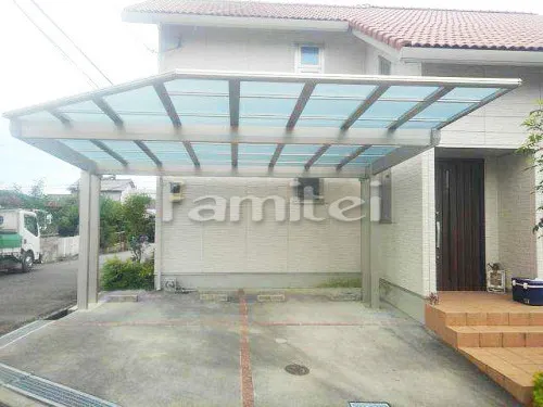 カーポート YKKAP エフルージュEX 後柱仕様 横2台用(ワイド ツイン) F型フラット屋根