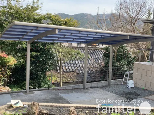 カーポート YKKAP レイナポートグラン 縦1.5台用(1台+延長 縦連棟) R型アール屋根