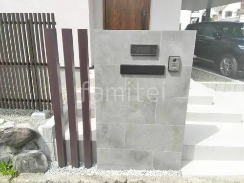 モダン門柱 壁タイル貼り タカショー セラレバンテ 郵便受けポスト YKKAP エクステリアポストG3型