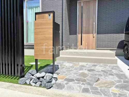 機能門柱 LIXIL 木製調FF ロックガーデン 東洋工業 クラッシュロックスモールサイズ 玄関アプローチ 床石貼り 乱形石 ユニソン ワズストーン テッペイ