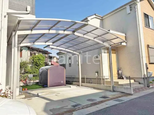 カーポート YKKAP アリュース 1台用(単棟) R型アール屋根 M合掌 奥行き違い