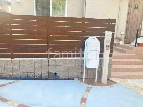 木製調デザインアルミ角柱門柱 プランパーツ 宅配ボックス 施主支給