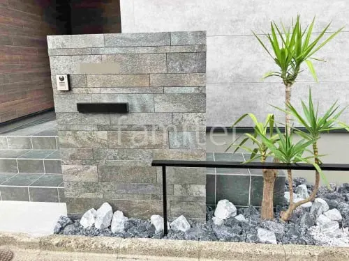 門柱 壁タイル貼り LIXIL ストーンタイプコレクション ボーダーミックスL 郵便受けポスト ユニソン コラーナ05