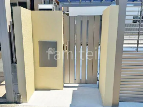 塗り壁門柱 宅配ボックス Panasonic コンボミドル 玄関門扉 LIXIL AB TS2型 片開き