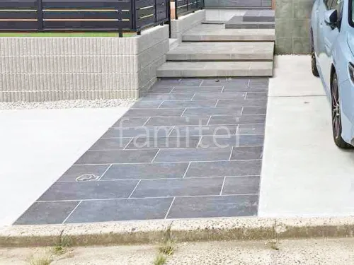 玄関アプローチ 床タイル貼り タカショー セラレバンテ