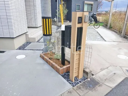 機能門柱 YKKAP ルシアスポストユニットWE01型 レンガ花壇 ユニソン ソイルレンガ