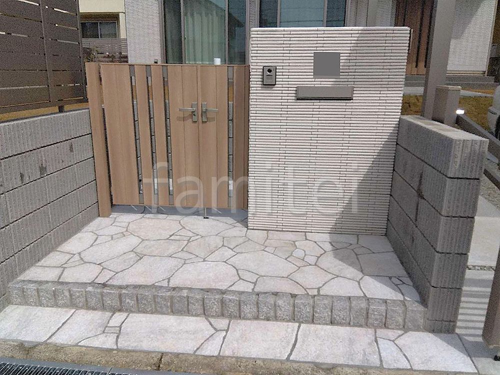 ピンコロ石　階段　施工例