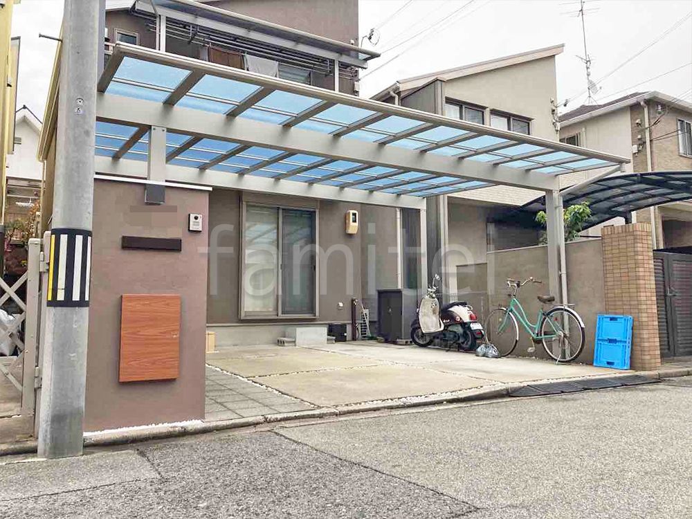 塗り壁門柱　施工例　ピンク