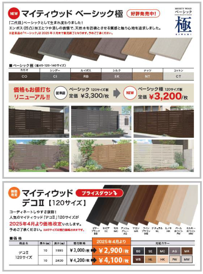 マイティウッド　値下がり　ベーシック極　デコII