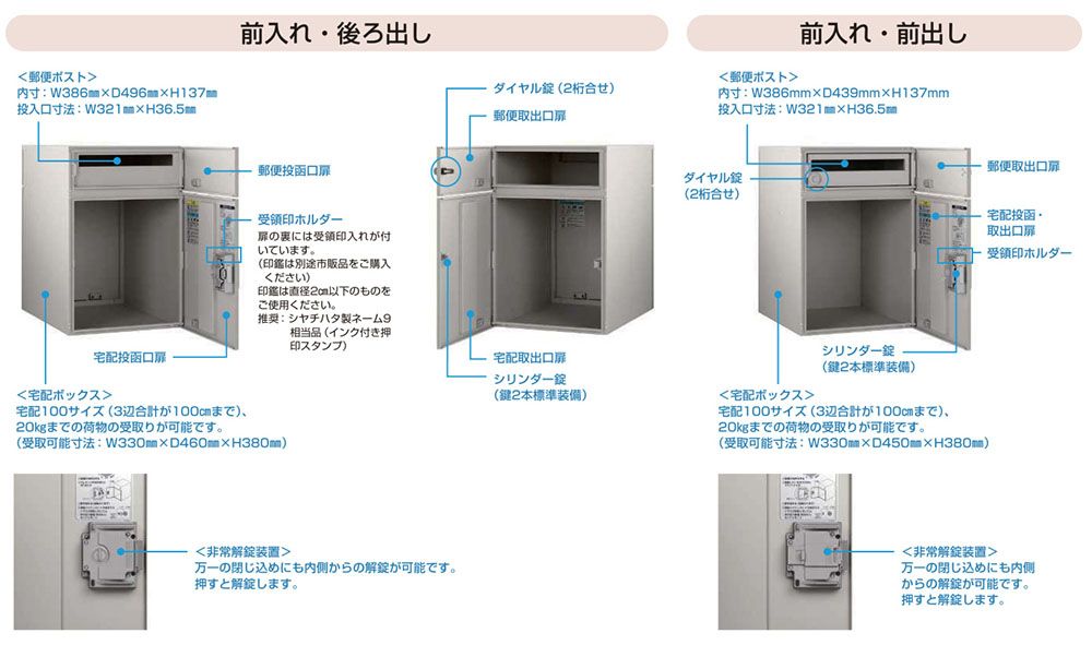 YKK　ルシアス宅配ポスト3型　投函・取出し