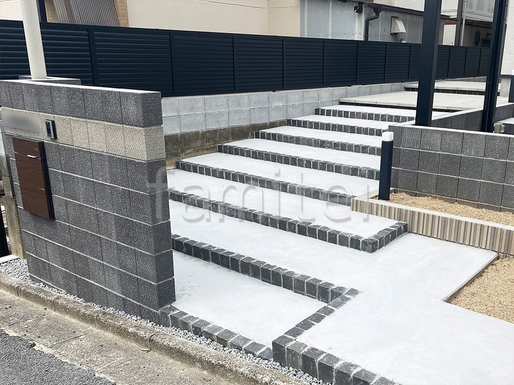 ピンコロ石　階段　施工例